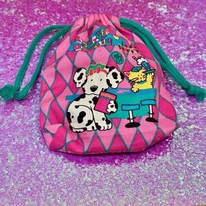 RARE: Vintage 90s Sanrio Spottie Dottie Dog Drawstring Pink Pouch Bag